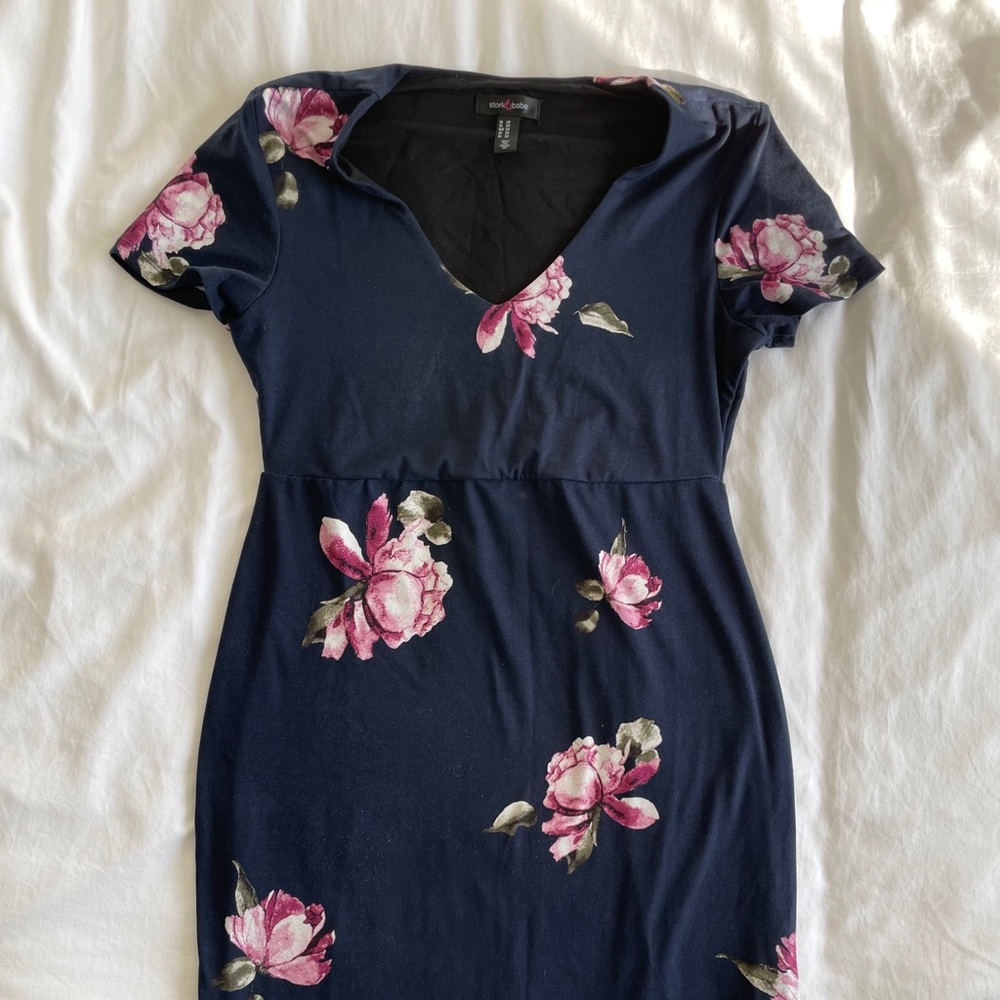 Navy blue floral maternity dress size small